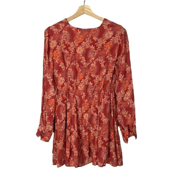 Free People Stealing Fire Red Combo Floral Mini Dress XS - Picture 2 of 4